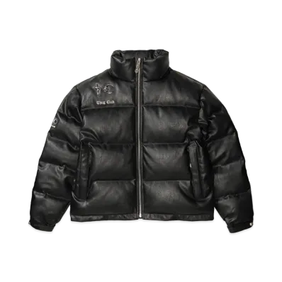THUG CLUB TC Leather Puffer Jacket "BLACK"