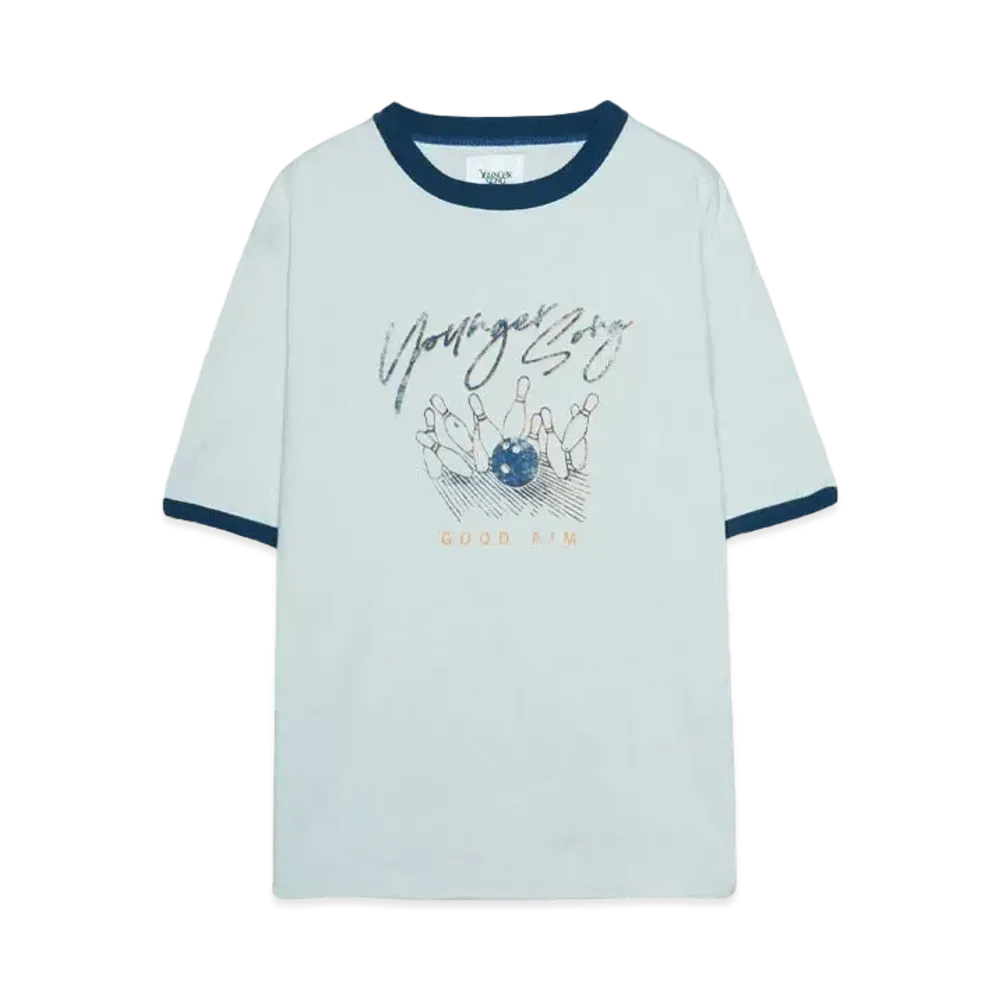 Younger Song chara ringer TEE "LIGHT BRUE bowling"