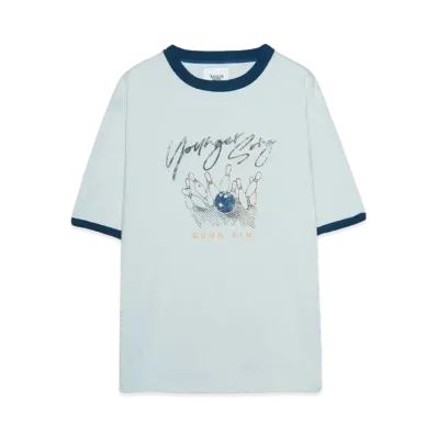 Younger Song chara ringer TEE "LIGHT BRUE bowling"
