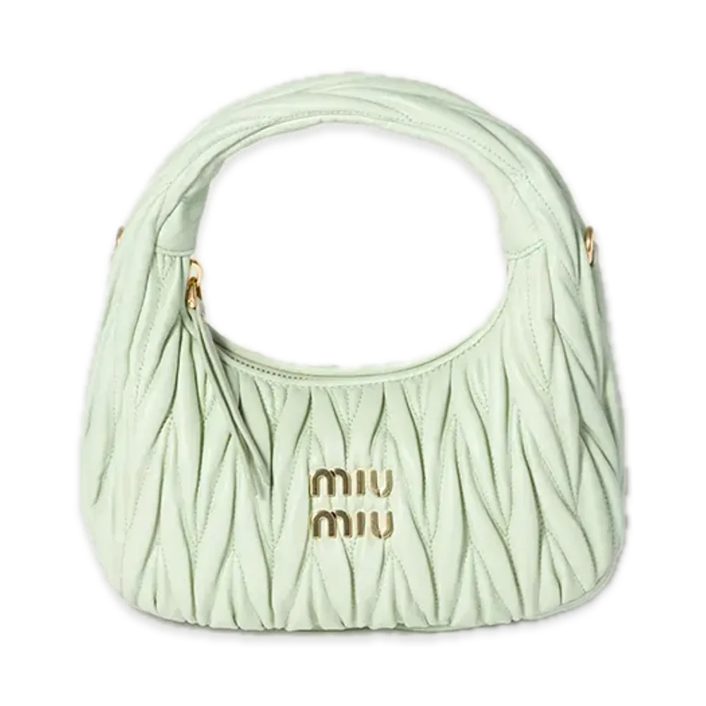 MIU MIU Wander Matelasse Leather Hobo Bag "Pastel Green"