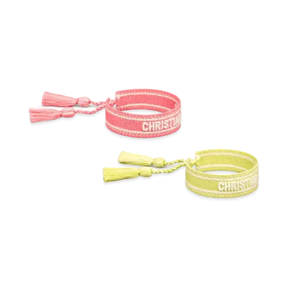 Dior Dioriviera Christian Dior Bracelet Set Embroidery "Candy Pink/Lemon Yellow"