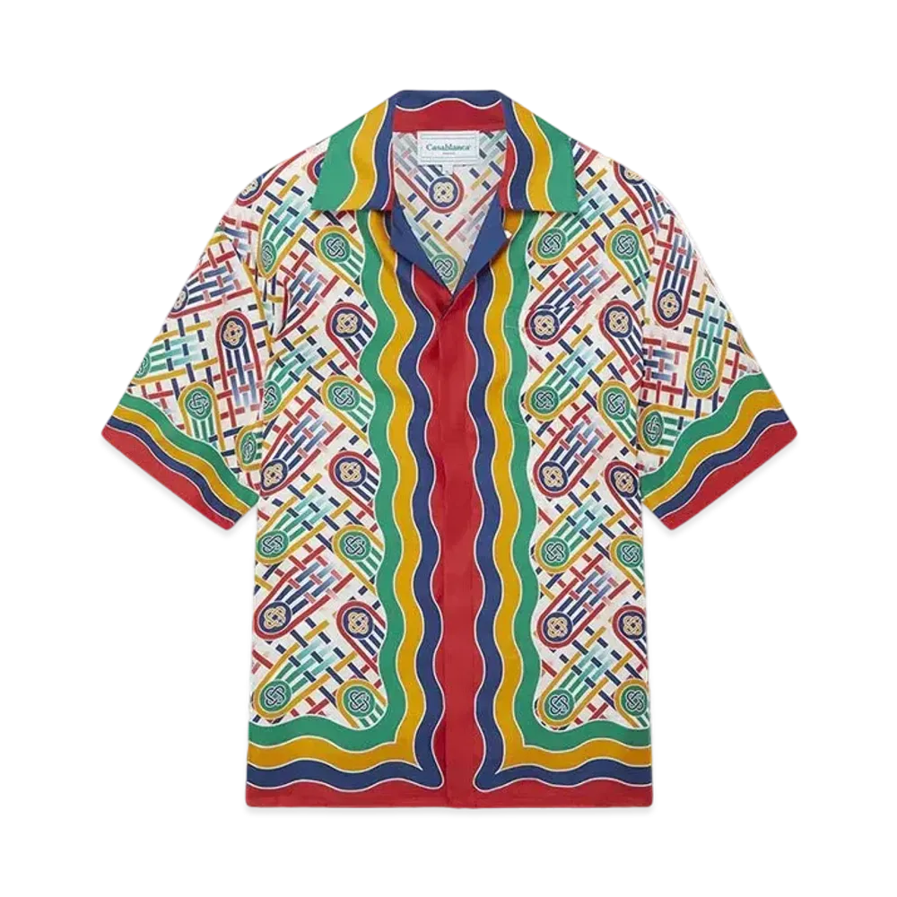 Casablanca Tennis Monogram Silk Shirt "Multi"
