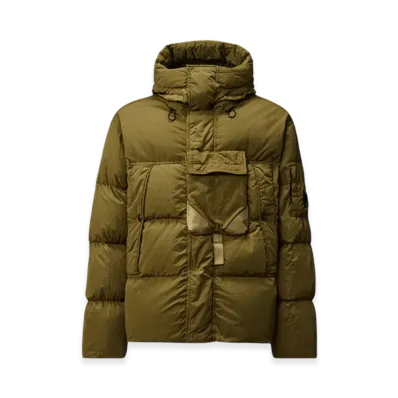 C.P. Company Eco-Chrome R Mixed Hooded Down Jacket "Capers Green"