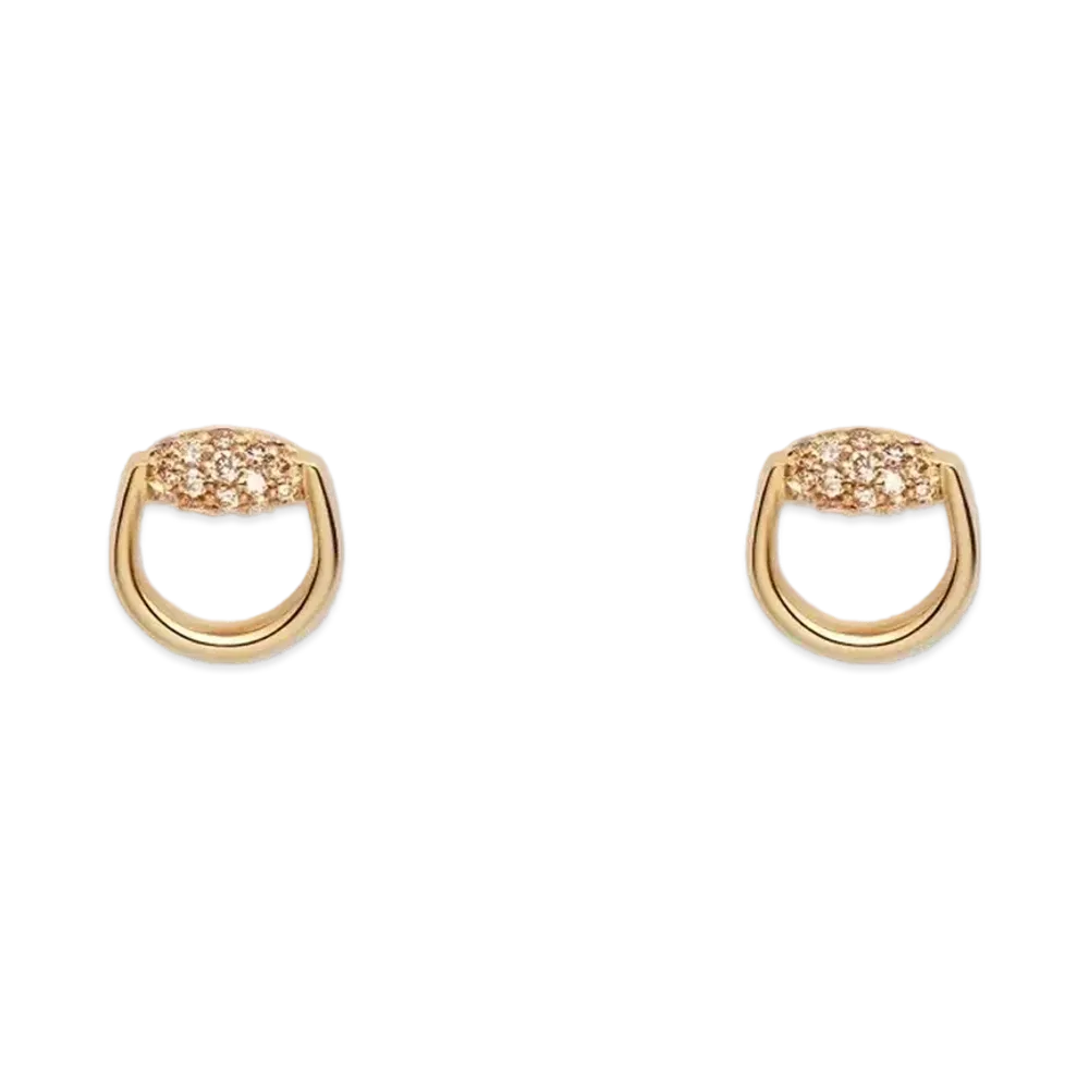 GUCCI Horsebit Rivet Diamond Earrings "Gold"