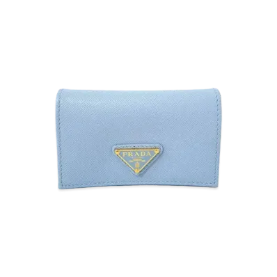 PRADA Saffiano Leather Card Case "Light Blue"