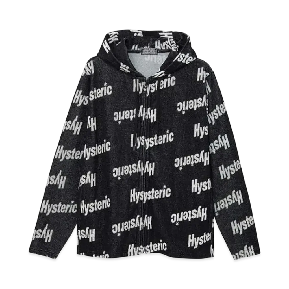 HYSTERIC GLAMOUR Slanted Logo Pattern Hoodie "Black"