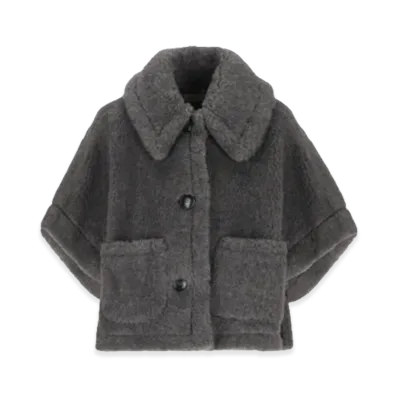 Max Mara Women's Newterzo Teddy Bear Cape "Grey"