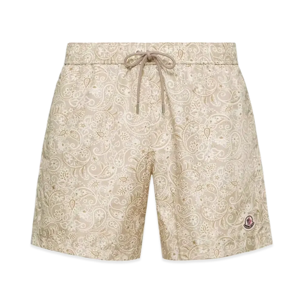 MONCLER Paisley Print Swim Shorts "Light Beige"