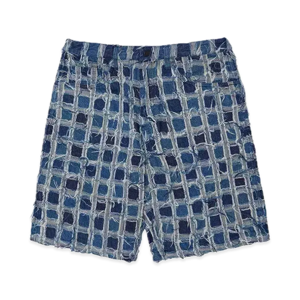 Supreme Frayed Patchwork Baggy Denim Short "Washed Blue"