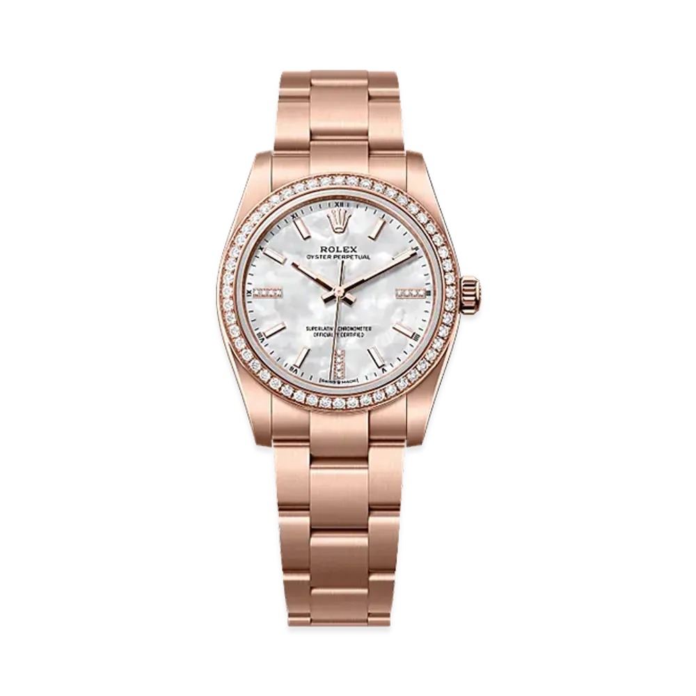 ROLEX Oyster Perpetual 34 Everose Gold Diamond "Mother of Pearl"