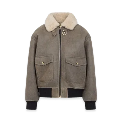 CELINE Women's Jacket In Leather "Dark Green"