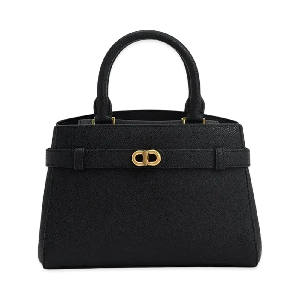 CHARLES & KEITH Obriel Metallic Accent Belt Bag "Black"