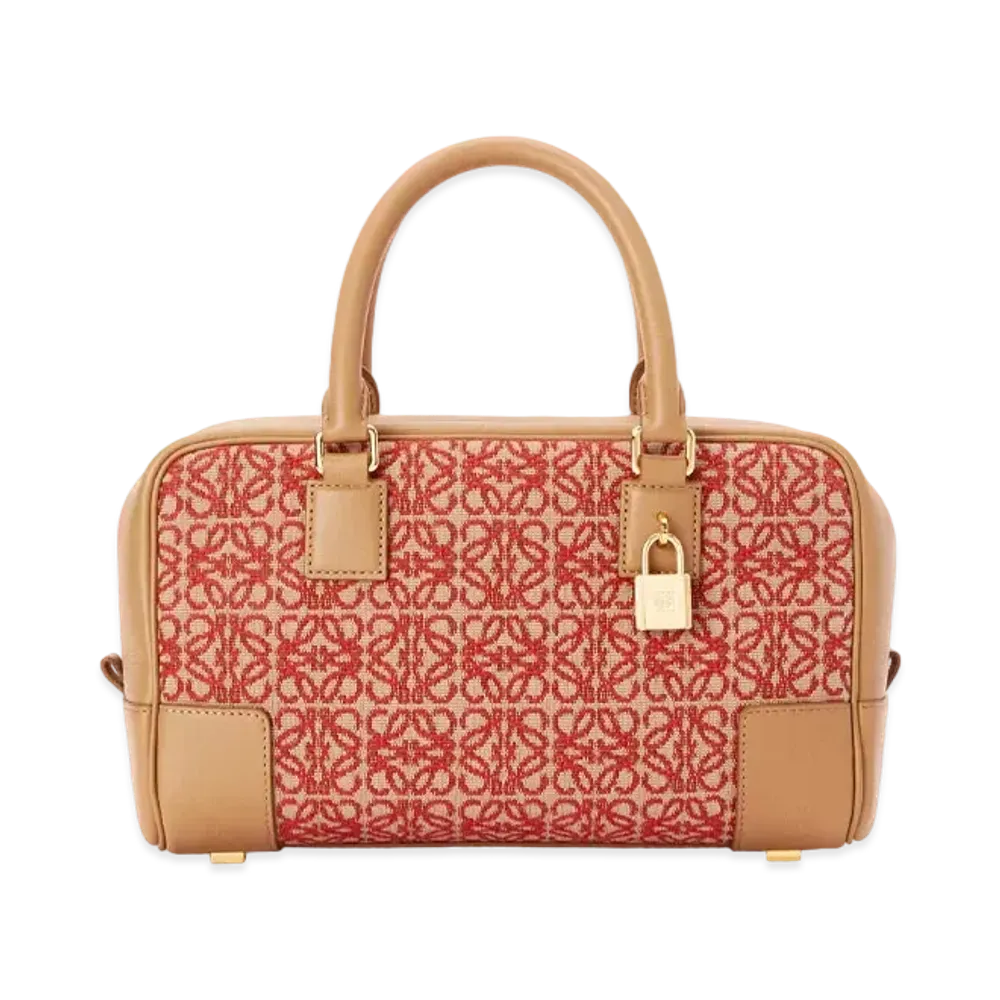 LOEWE Amazona 23 In Anagram Jacquard And Calfskin "Red/Warm Desert"