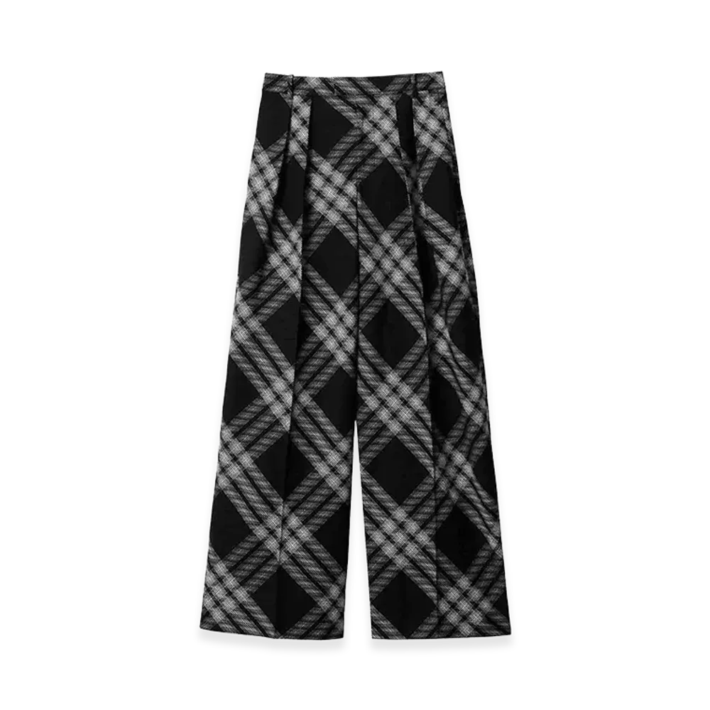 Burberry Women's Vintage Check Wool Trousers "Black"