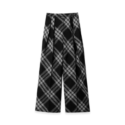 Burberry Women's Vintage Check Wool Trousers "Black"