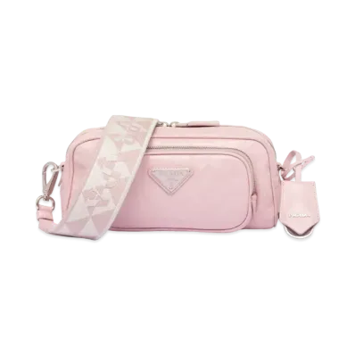 PRADA Nappa Antique Leather Multi Pocket Shoulder Bag "Alabaster Pink"