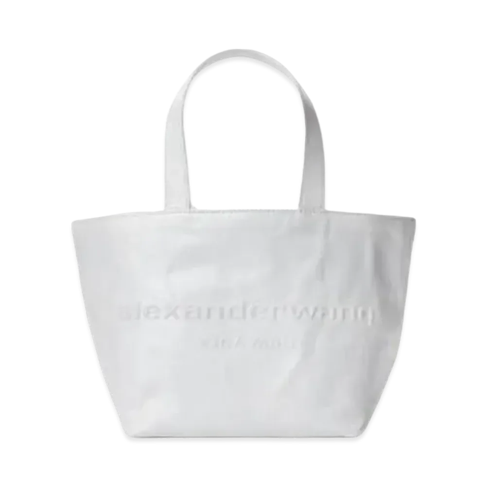 Alexander Wang Punch Crackle Patent Leather Small Tote "White"
