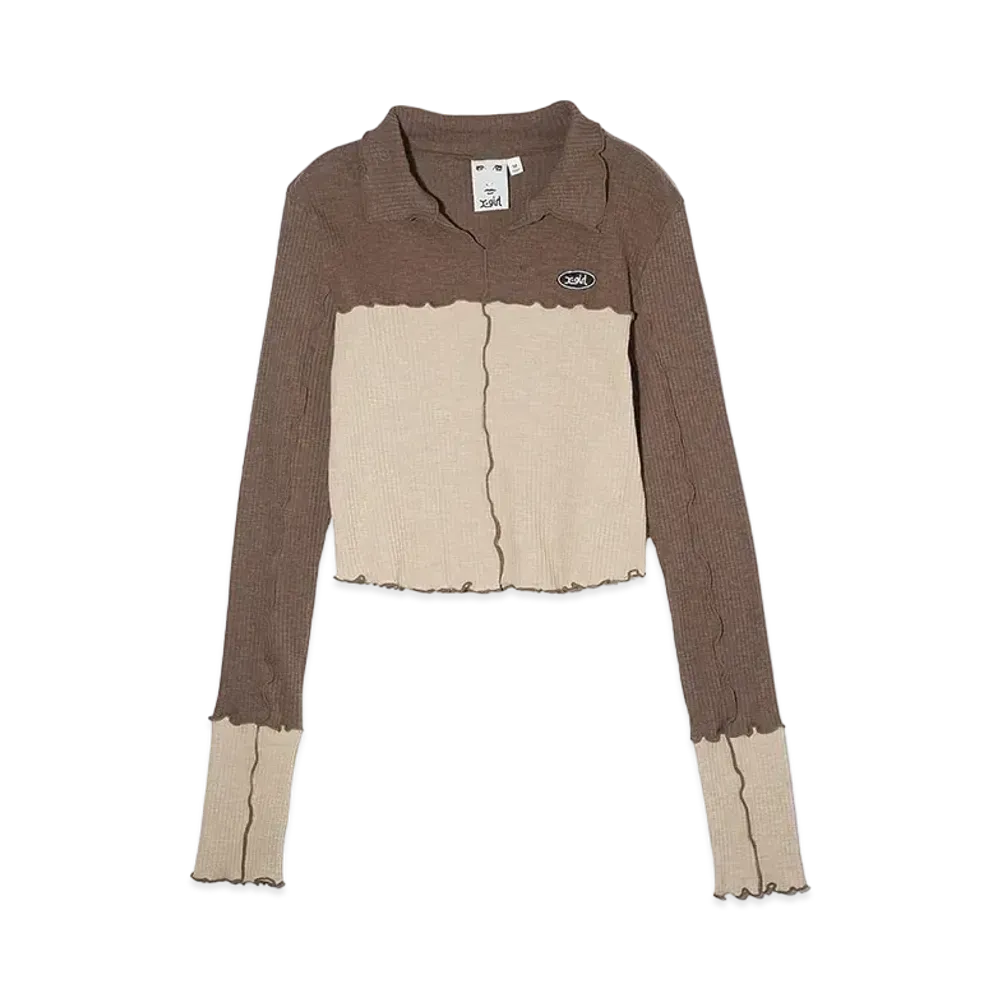 X-Girl Bicolor Compact Pullover Shirt "Brown"