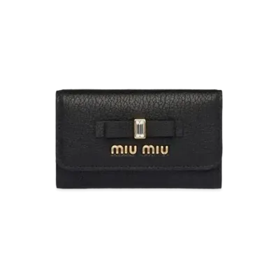 MIU MIU Madras Leather Key Case "Black"