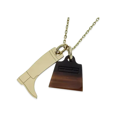 Hermes Women's Amulette Maroquinier Necklace "Gold"