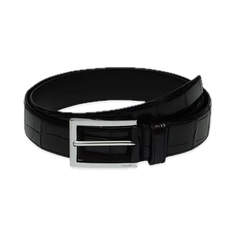 PRADA Crocodile Leather Belt "Black"