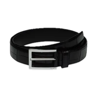 PRADA Crocodile Leather Belt "Black"