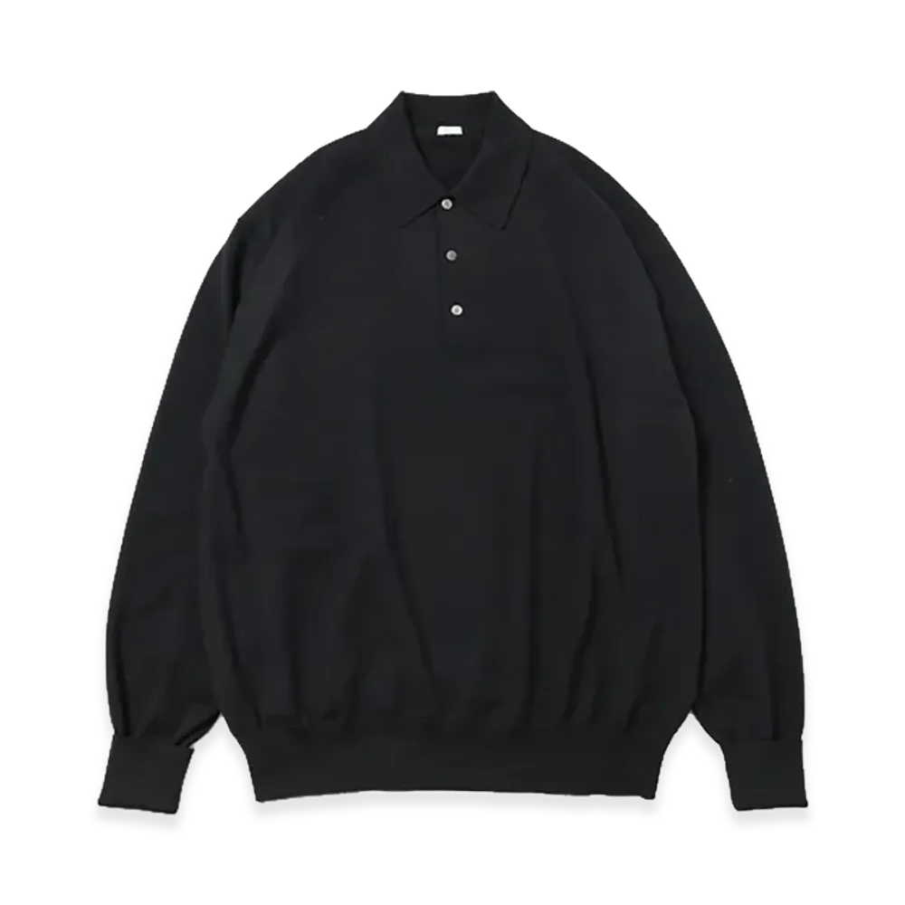 A.PRESSE Wool Knit L/S Polo Shirts "Black"