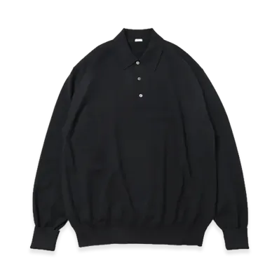 A.PRESSE Wool Knit L/S Polo Shirts "Black"