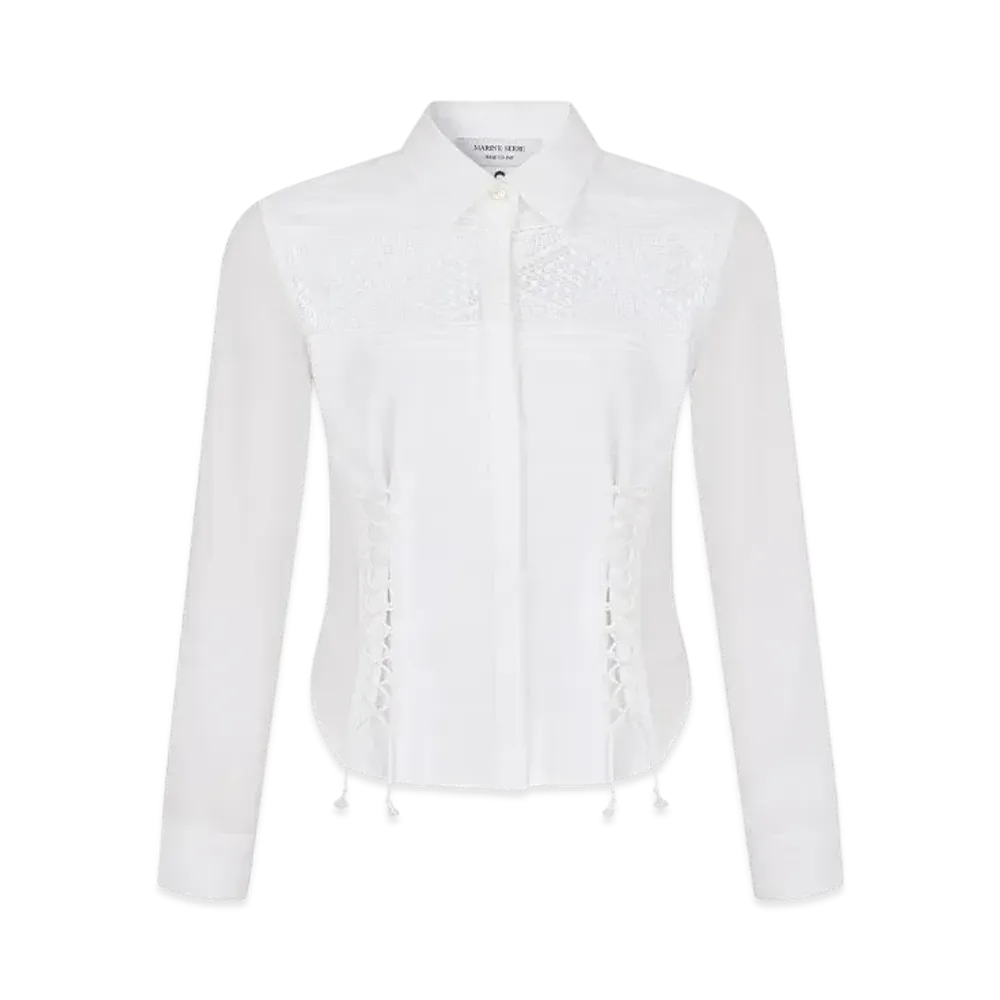 Marine Serre Household Linen Fitted Shirt "White"