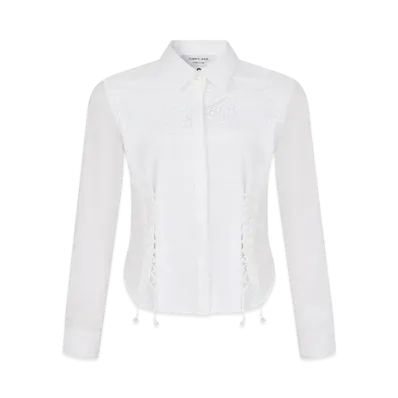Marine Serre Household Linen Fitted Shirt "White"