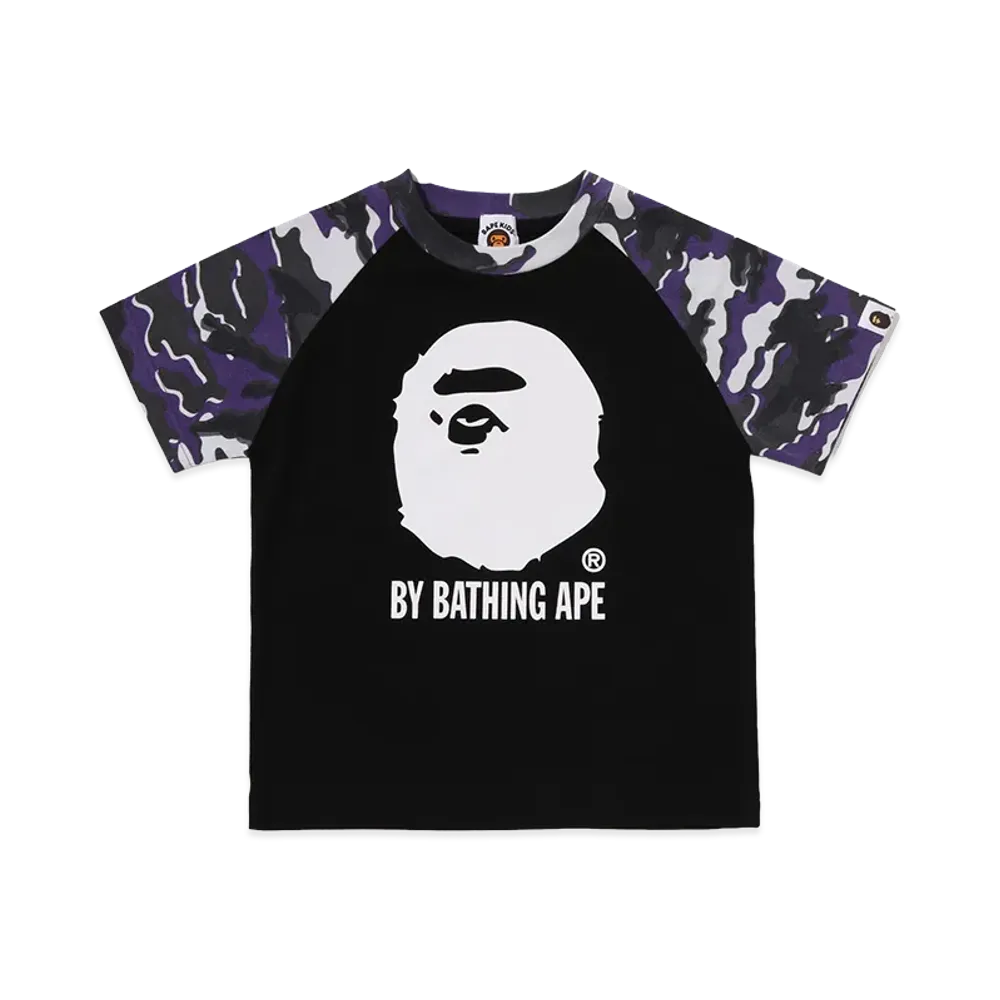 A BATHING APE Kids Glitch Woodland Camo By Bathing Ape Camo Tee "Black"
