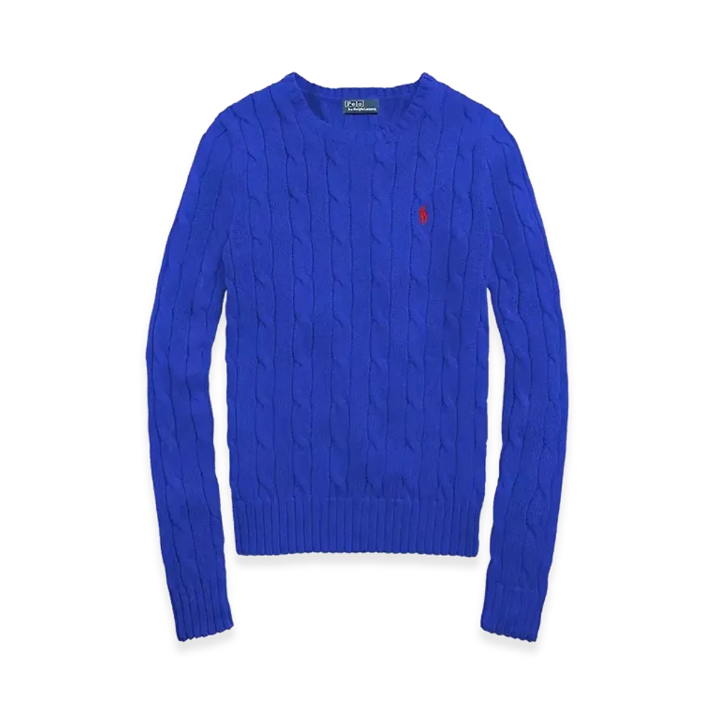 Polo Ralph Lauren Women's Cable-Knit Slim Fit Cotton Crewneck Sweater "Blue"