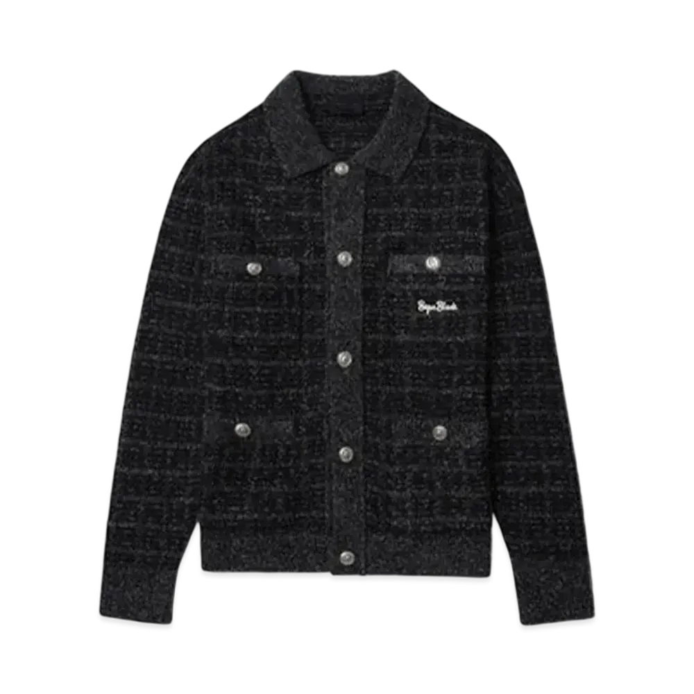 A BATHING APE Bape Black Tweed Cardigan "Black"