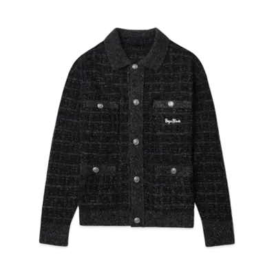 A BATHING APE Bape Black Tweed Cardigan "Black"