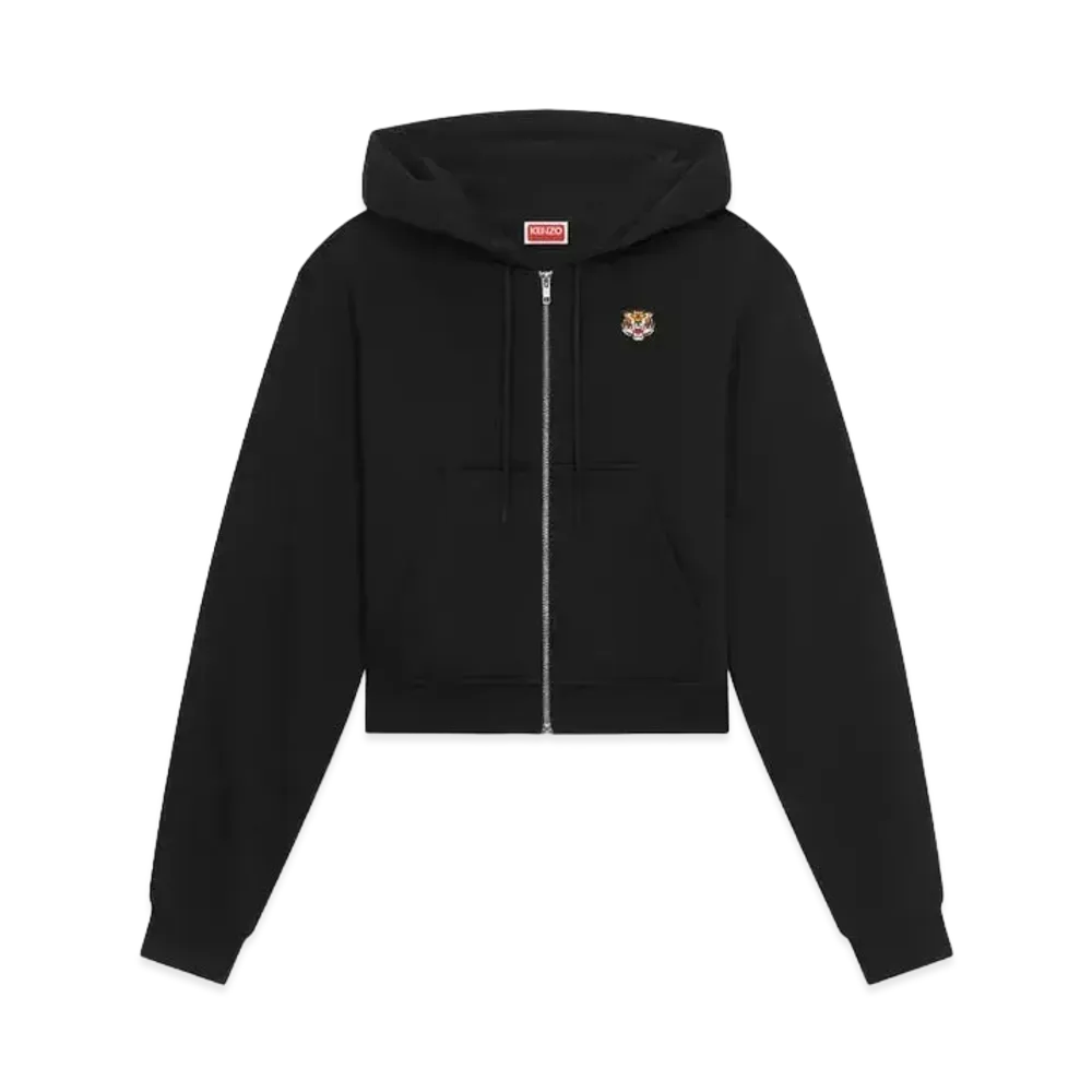 KENZO 'LUCKY TIGER CREST' Embroidered Zip-up Hoodie "Black"