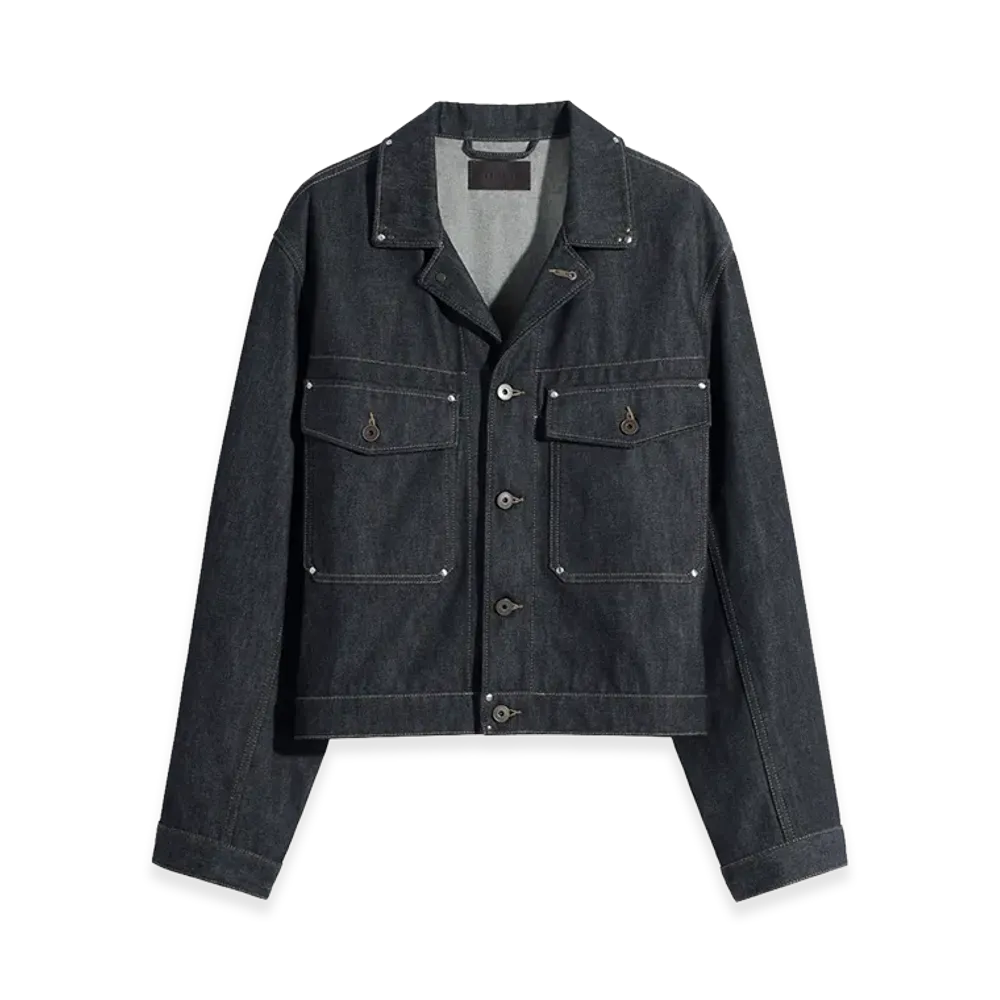 LEMAIRE Studded Denim Trucker Jacket "Slate"