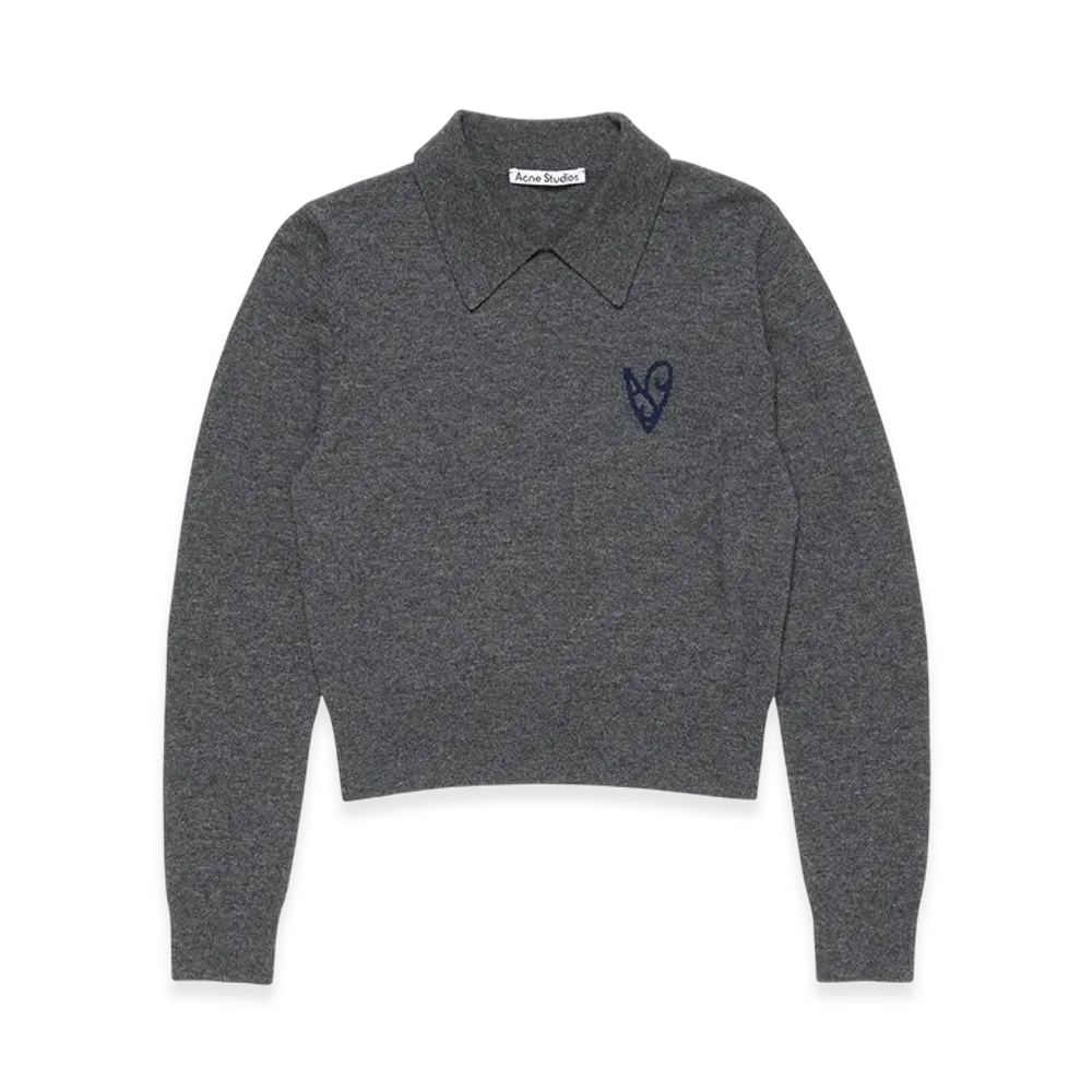 Acne Studios Yak Wool Polo Sweater "Dark Grey Melange"