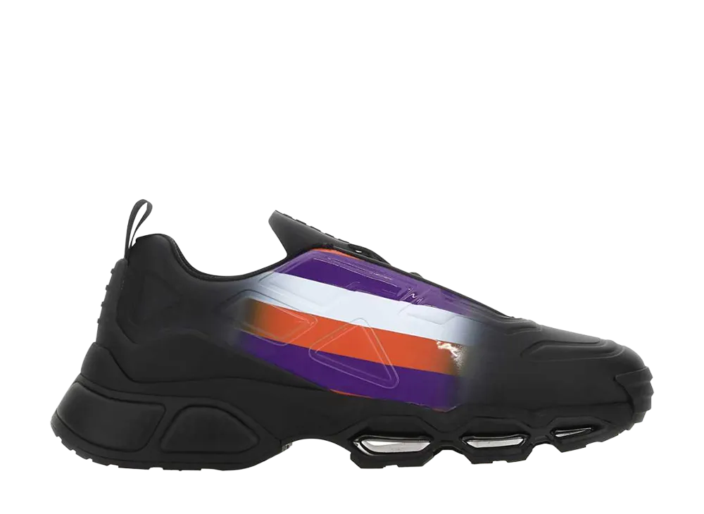 PRADA Black Rubber Collision Cross Sneakers "Purple"