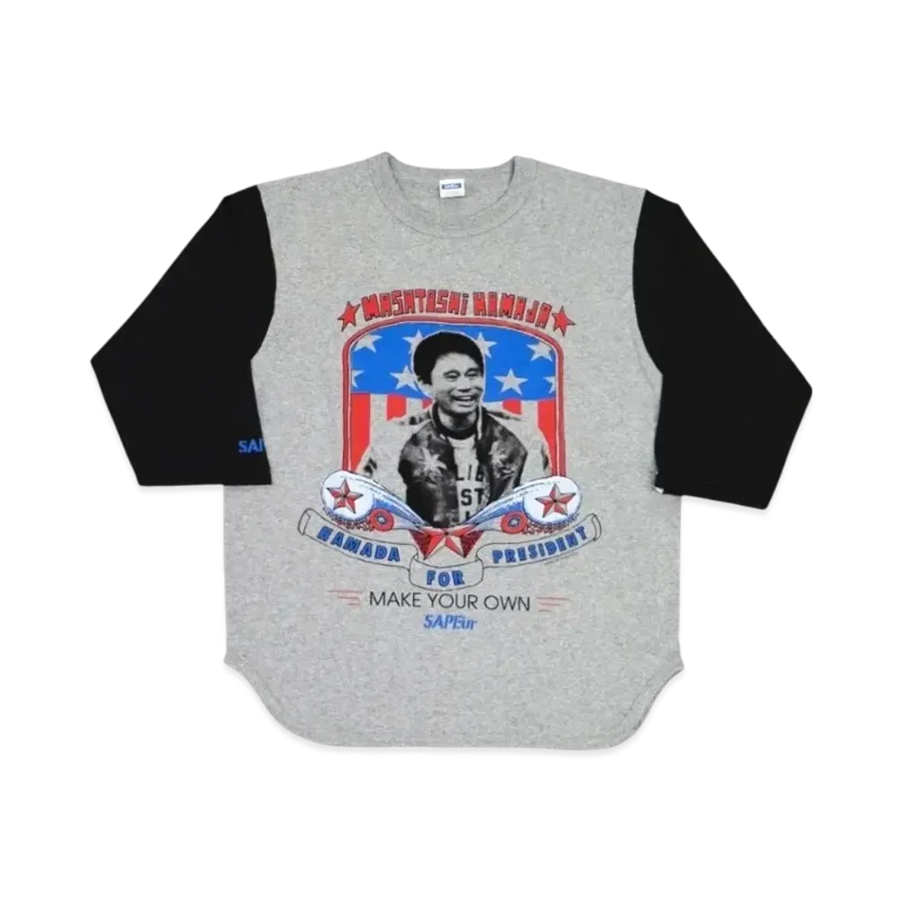 SAPEur x MASATOSHI HAMADA Hamada For Presiden 3/4 Sleeve "Grey"