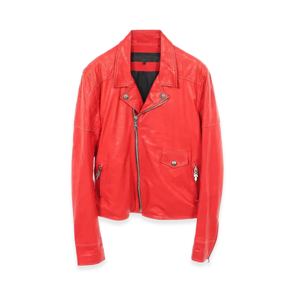Chrome Hearts CRETIN Leather Riders Jacket "Red"