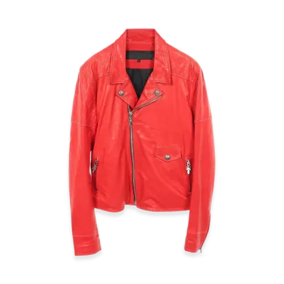 Chrome Hearts CRETIN Leather Riders Jacket "Red"