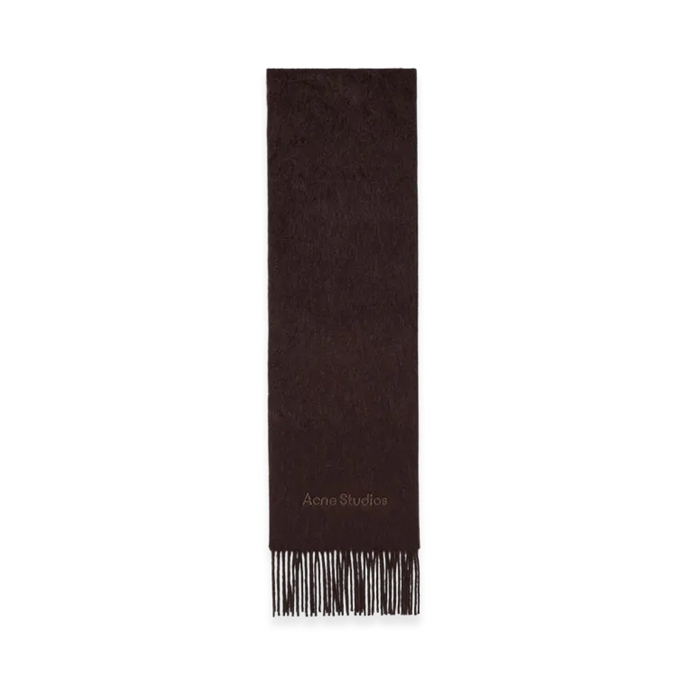 Acne Studios Wool Logo Scarf "Dark Brown Melange"