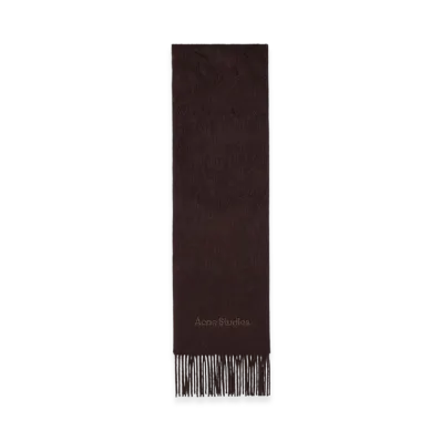 Acne Studios Wool Logo Scarf "Dark Brown Melange"