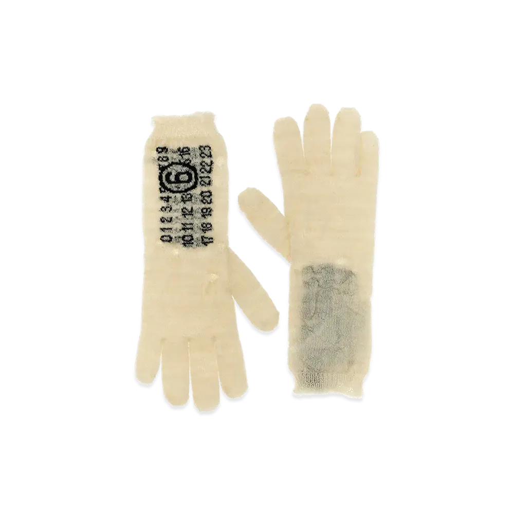 MM6 Maison Margiela Women's Numeric Signature Gloves "White/Black"