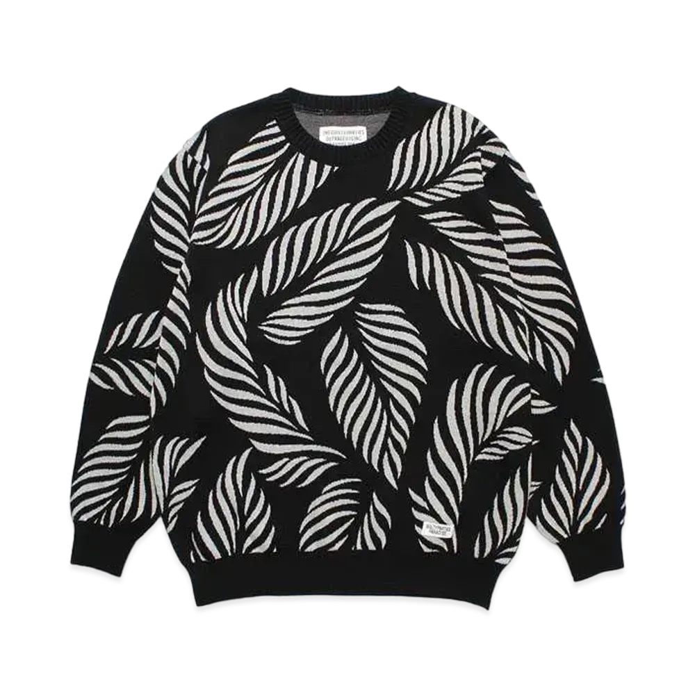 WACKO MARIA Leaf Jacquard Sweater "Gray"