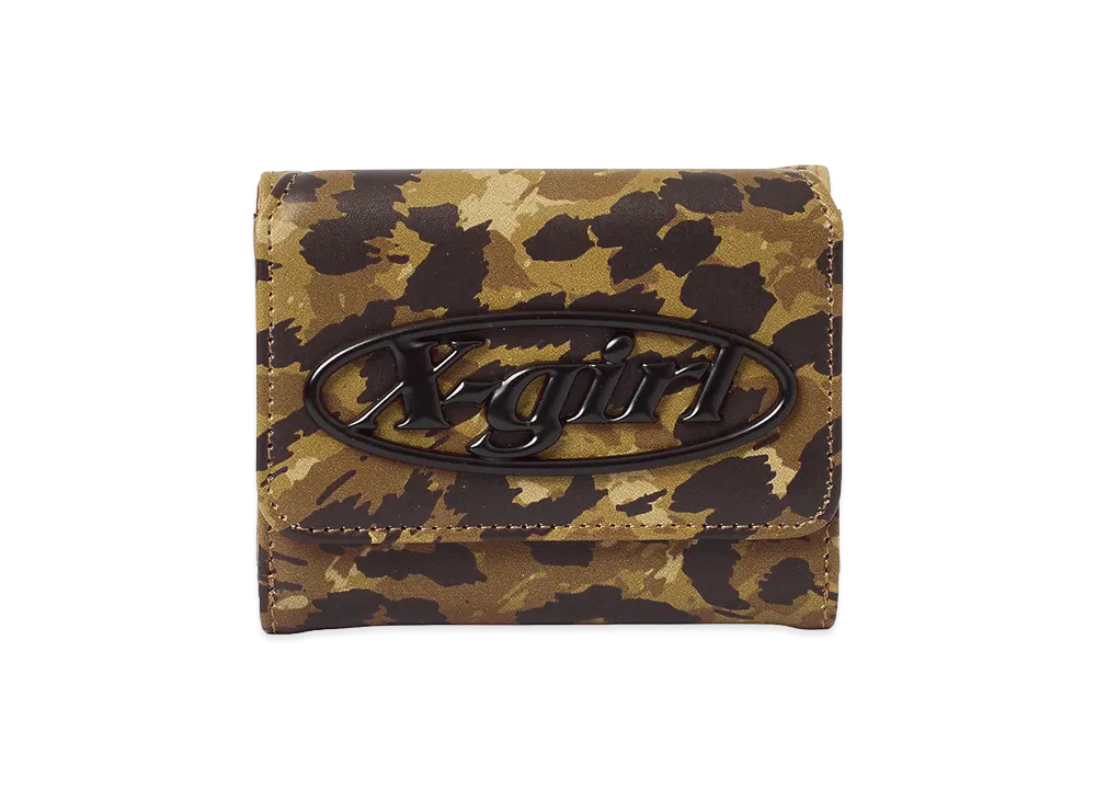 X-Girl Tonal Oval Logo Buckle Faux Leather Mini Wallet "Beige"