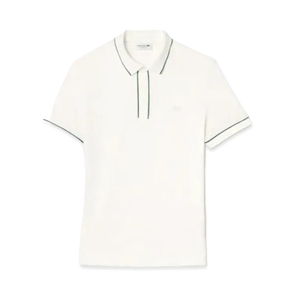 LACOSTE Color Scheme Piping Hiyoku Polo Shirt "White"