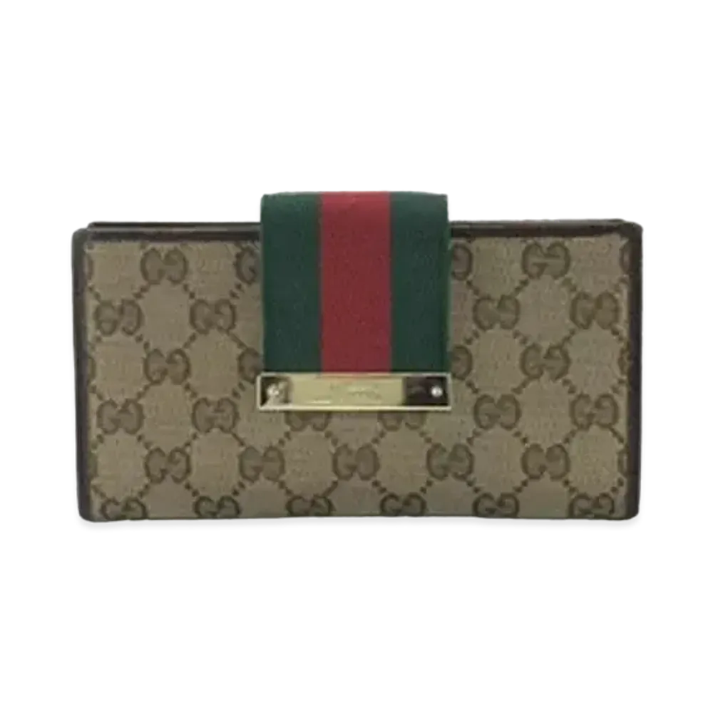 GUCCI Strap Long Wallet GG Canvas "Beige"