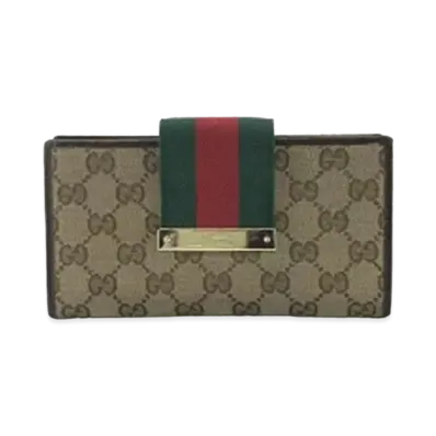 GUCCI Strap Long Wallet GG Canvas "Beige"