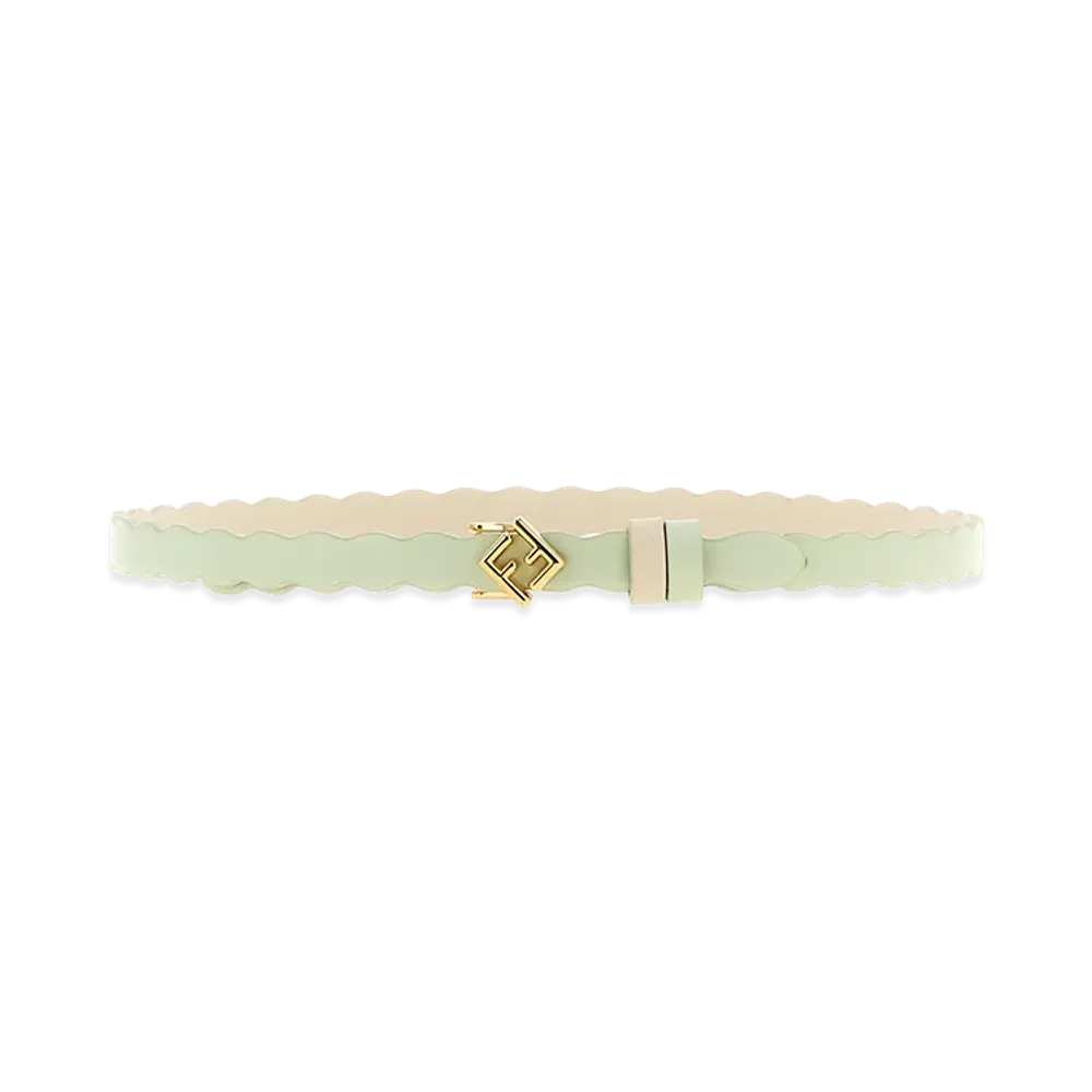 FENDI Women's FF Diamonds Reversible Belt "Green/Beige"